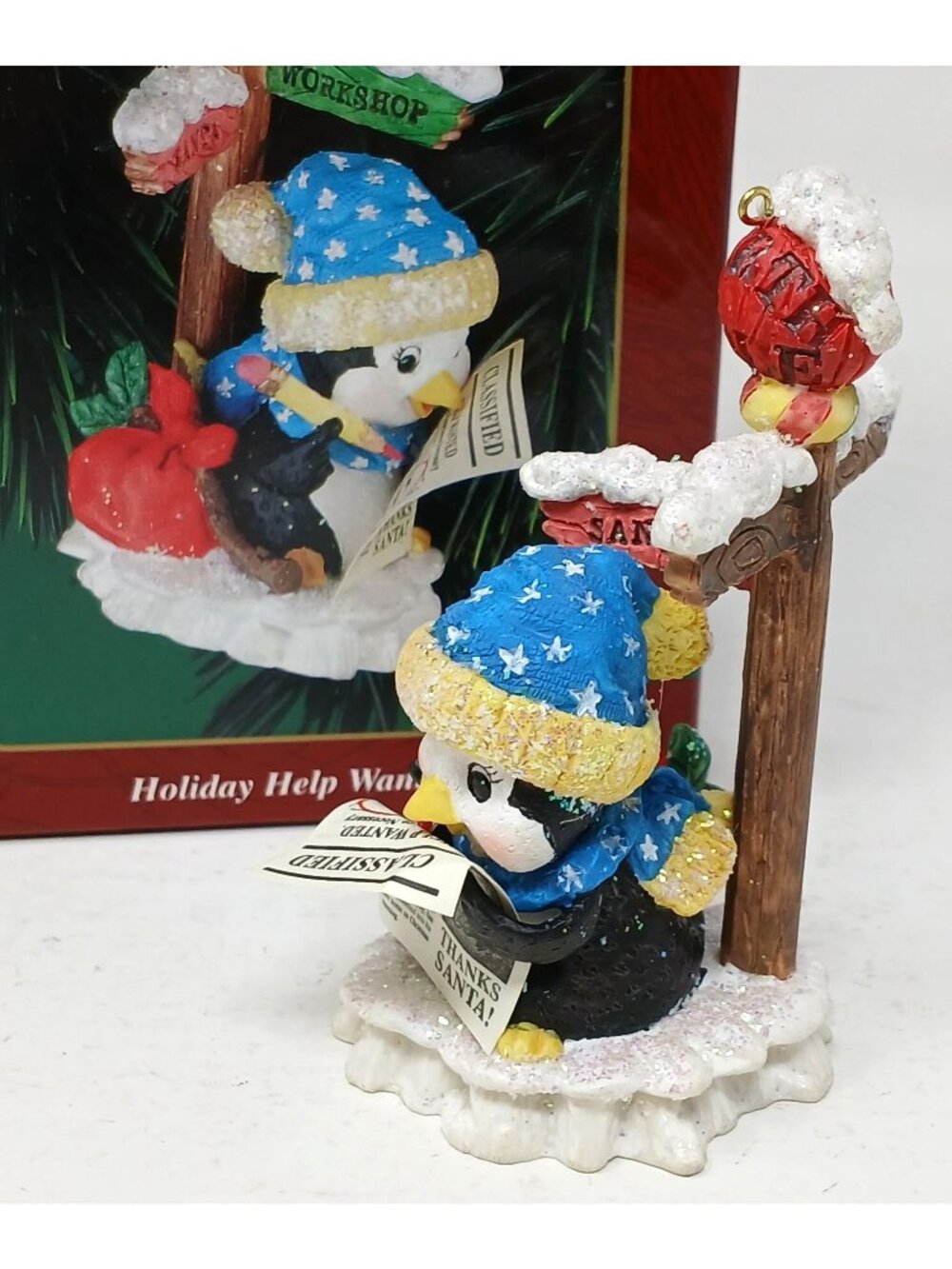 Holiday Help Wanted Penguin Ornament Carlton Cards Heirloom Collection W/Box D41
